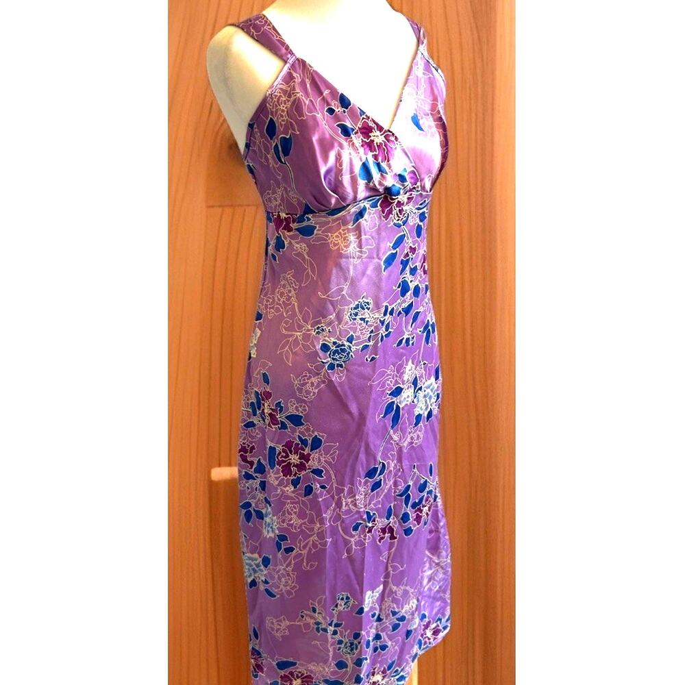 VTG 90s Lingerie Slip Dress S Lavender Floral Beautiful Nightgown Sexy SEARS Y2K